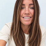 Bronzed Caramel 18-inch layered straight wig in brunette caramel balayage, front view