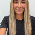 Champagne Melt 20-inch straight wig in rooted champagne blonde balayage, front view