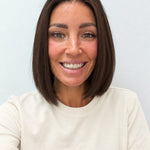 Cocoa 10-inch blunt bob wig in rich medium brown, front view
