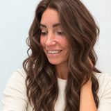 Cocoa 20-inch wavy wig in rich medium brown, side view showing the hairline