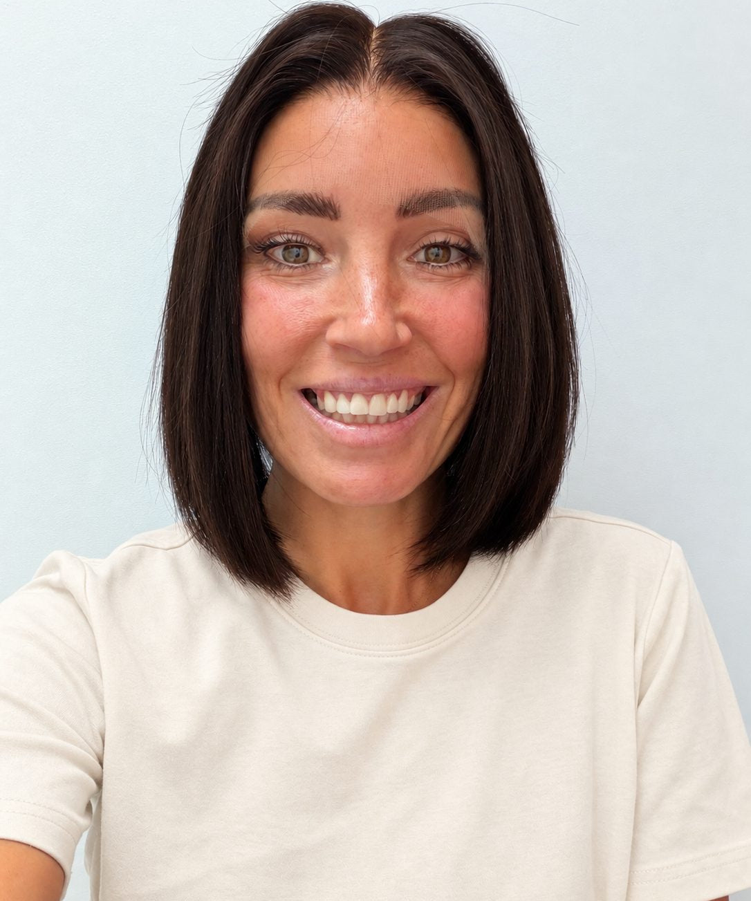 Espresso 10-inch blunt bob wig in dark brown, front view