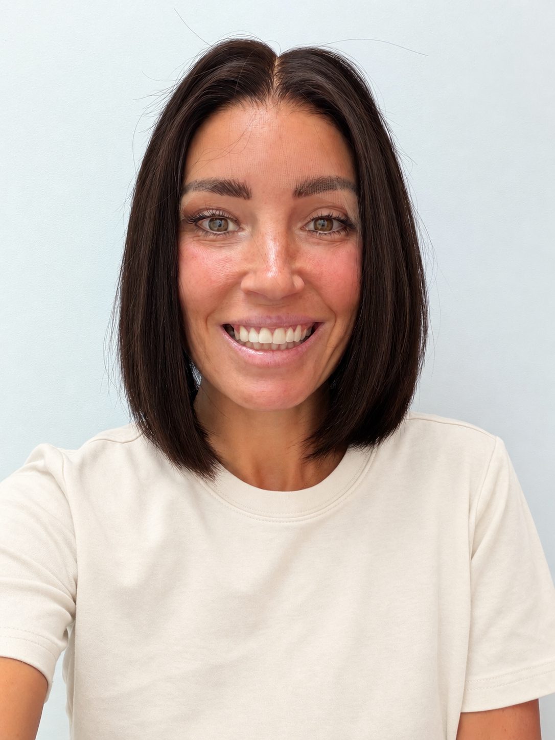 Espresso 10-inch blunt bob wig in dark brown, front view