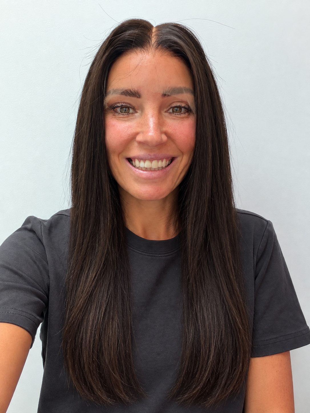 Espresso 22-inch straight wig in dark brown, front view