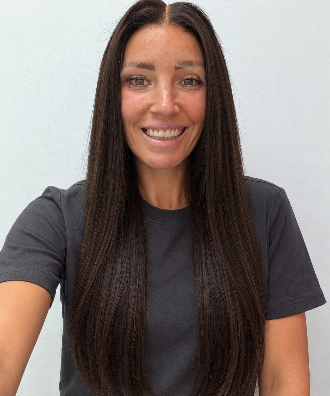 Espresso 24-inch straight wig in dark brown, front view