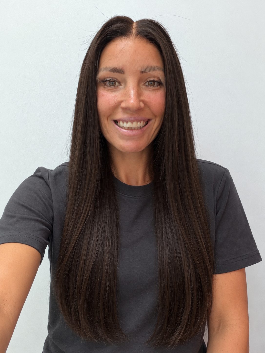 Espresso 24-inch straight wig in dark brown, front view