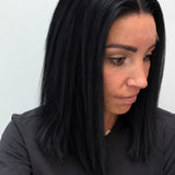 Midnight 14-inch blunt bob wig in jet black, side view showing the hairline