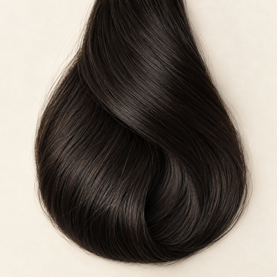 Soft Onyx human hair wig colour swatch in soft natural black